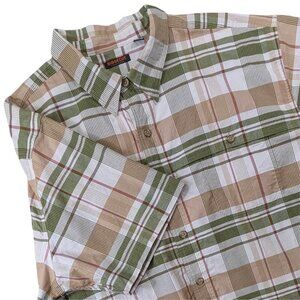 Ridgecut Toughwear Button Up Shirt Mens 3XL Green Tan Plaid‎ Casual Pockets